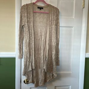 Long knitted tan cardigan